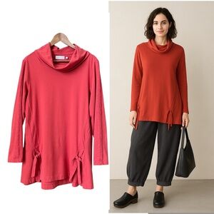 Habitat Tunic Top Paprika Artsy Cowl Neck Medium Lagenlook Comfort Fit Travel